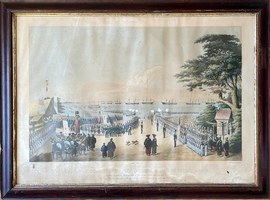 「1854年3月8日、ペリー提督と艦隊士官が（日本）帝国委員との面会のために横浜に上陸する図（ペリーの横浜上陸図）」