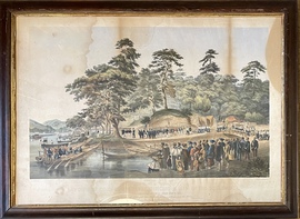 「1854年6月8日、ペリー提督と艦隊士官が（日本）帝国委員との面会のために下田に上陸する図（ペリーの下田上陸図）」