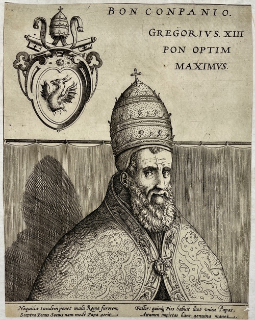 「ブオンコンパーニ家　教皇グレゴリオ13世」（銅版画）