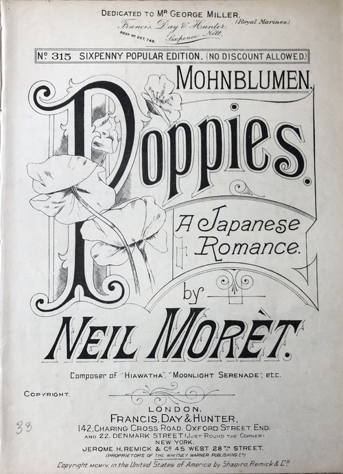 「ポピー：ある日本のロマンス」（楽譜）