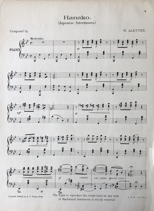 「ハナコ（日本の間奏曲）」（楽譜）