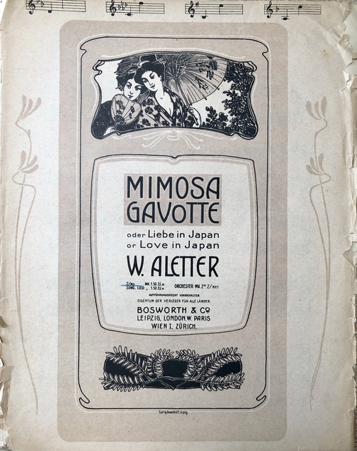 「ミモザ・ガボット：あるいは日本における愛」（楽譜）