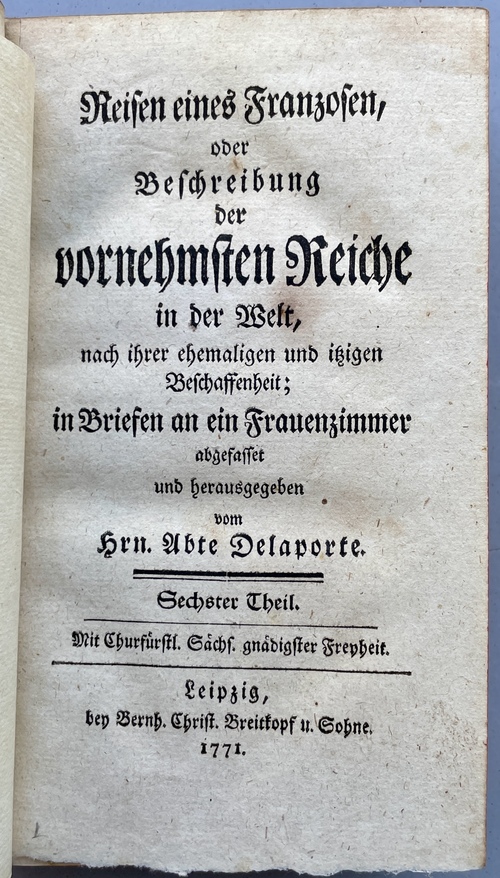 『フランス人旅行者、あるいは新旧世界の知識』第６巻