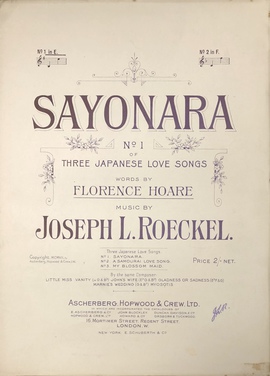 「サヨナラ：3つの日本の恋歌その1」（楽譜）