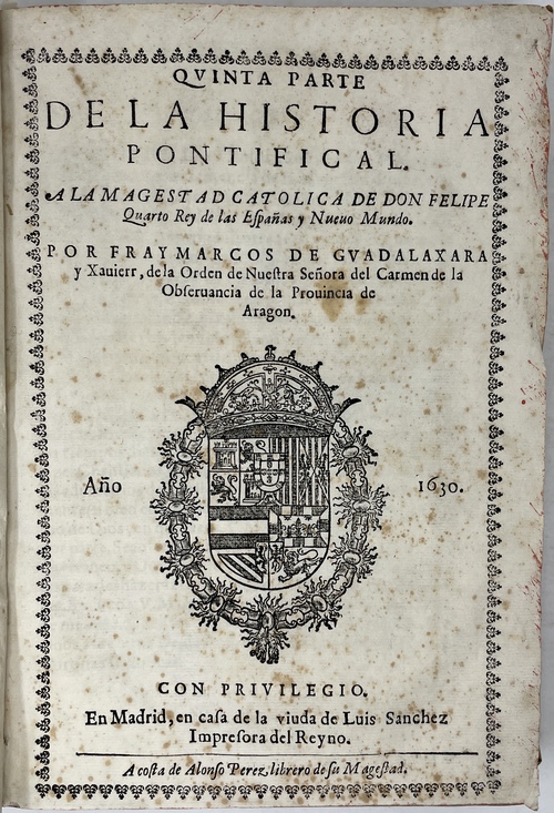 『教皇史：第5部：スペインと新世界のカソリック王であるフェリペ4世陛下に捧ぐ』（1605年から1623年にかけて世界で生じた特筆すべき出来事について）