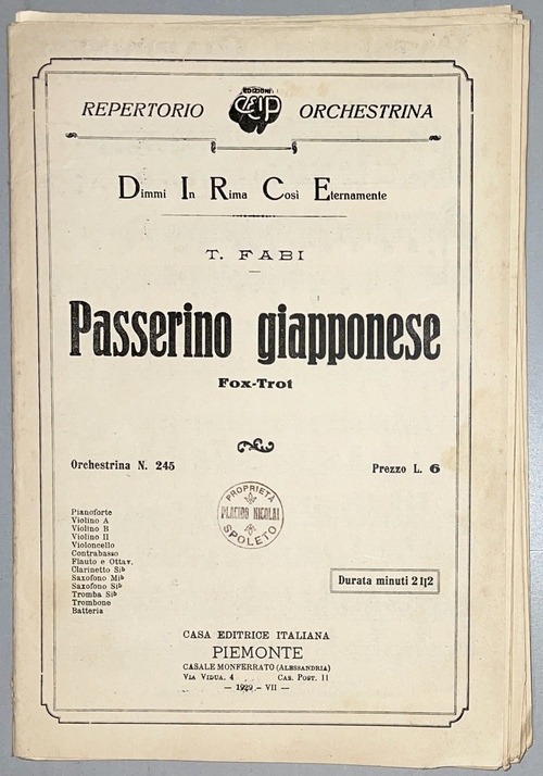 『日本の雀』（オーケストラ用楽譜）