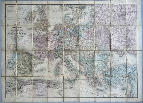 『鉄道網と汽船航路を示すヨーロッパ地図』